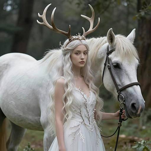 Ethereal Fantasy Woman in Mystic Forest