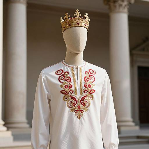 Regal Mannequin in Embroidered Shirt