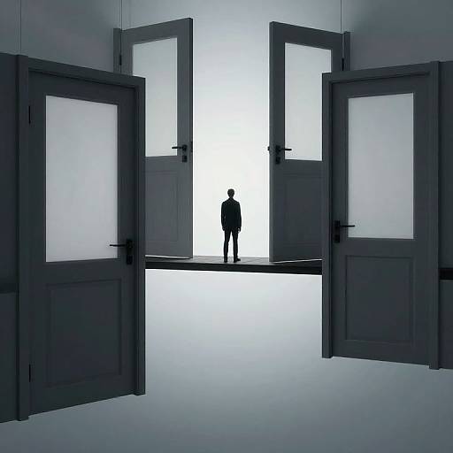 Suspended Doors Bridging Worlds