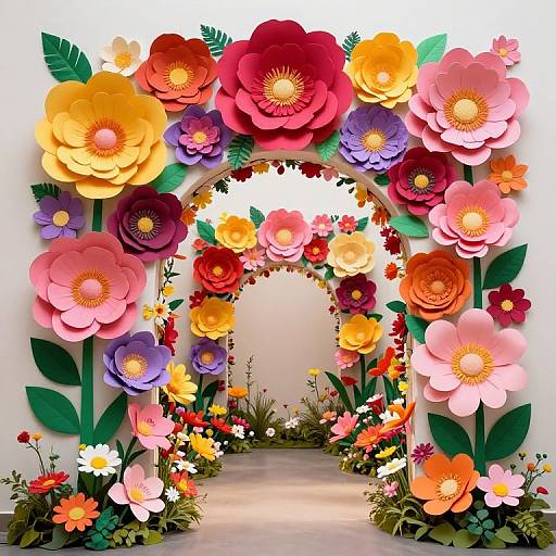 Dreamlike Arch of 3D Paper Flowers