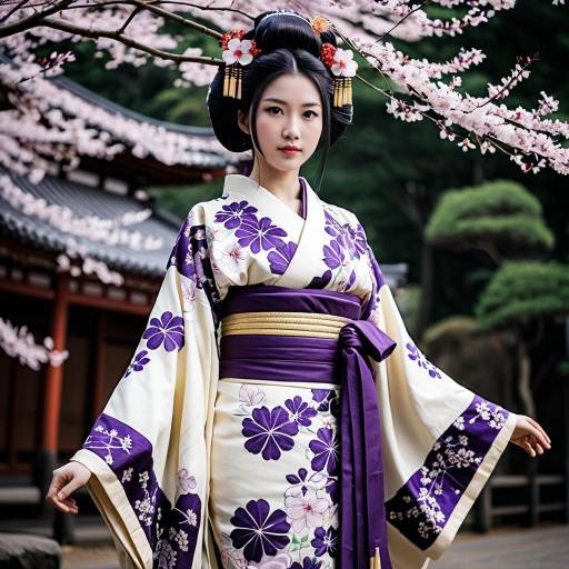 Maiko Kagura Cosplay in Purple Floral Kimono