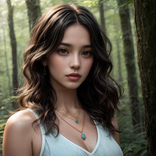 Serene Girl in a Forest Glade