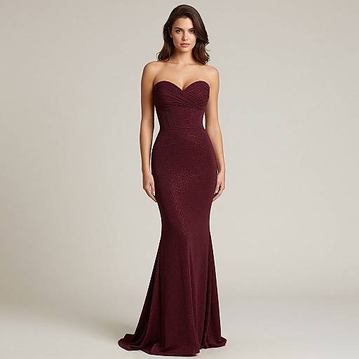 Elegant Burgundy Mermaid Gown Woman