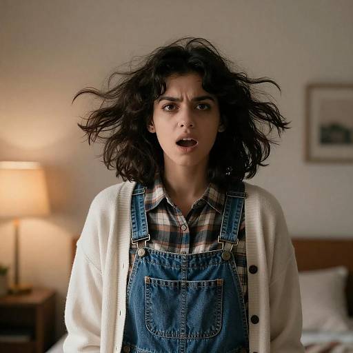 Intense Young Woman with Wild Hair