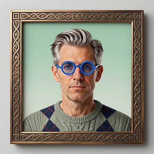 Stylized Man Portrait in Celtic Frame