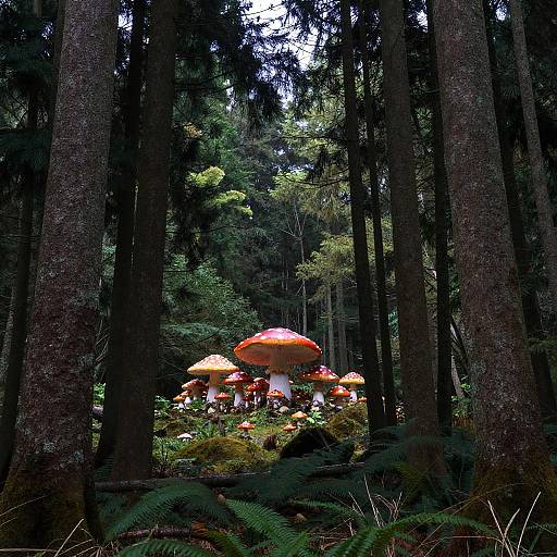 Dreamy Forest with Mushroom Village