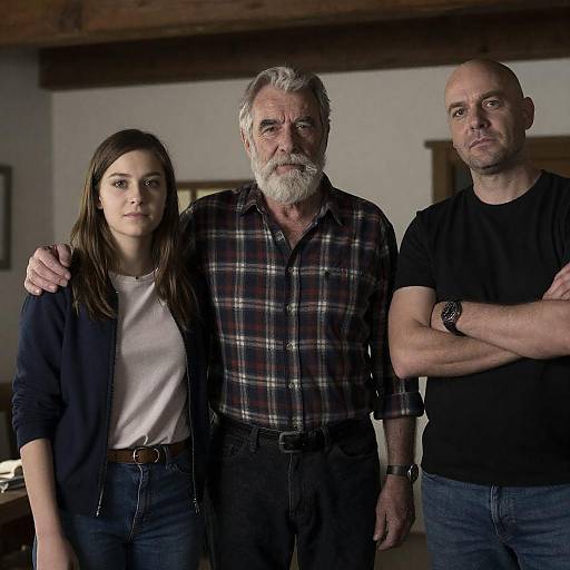 Cozy Dimly Lit Trio Portrait with Beams