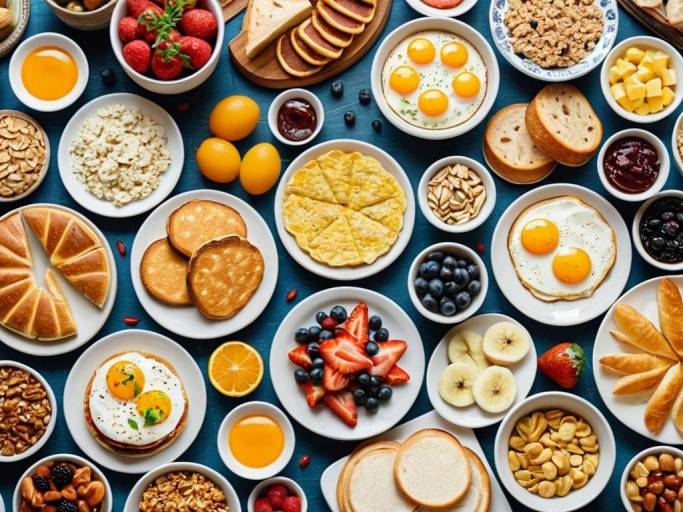 Colorful Breakfast Food Wallpaper Design