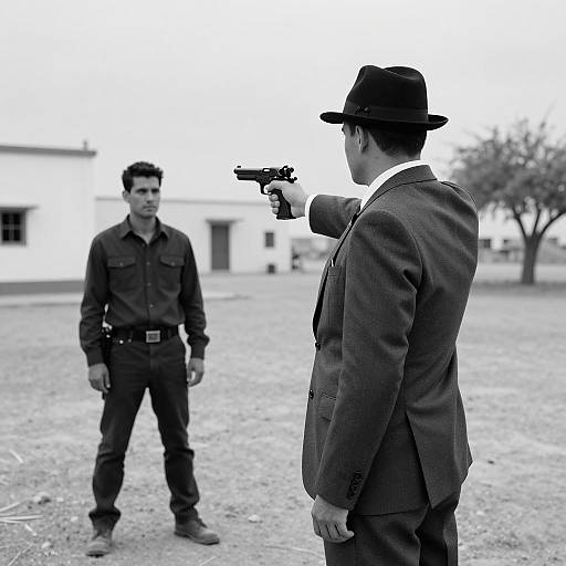 Black-and-White Desert Showdown