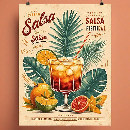 Vintage Tropical Salsa Poster Design