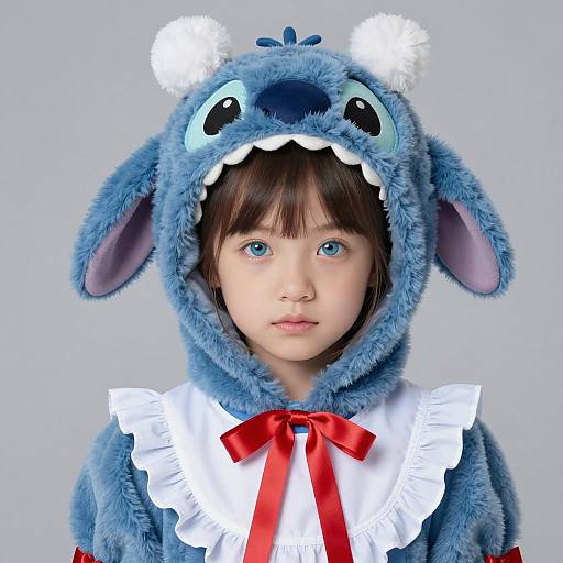 Whimsical Blue Caterpillar Costume Portrait