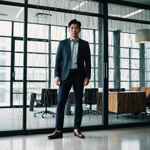 Confident East Asian Man in Office Lobby
