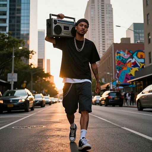 Confident Rapper on City Street