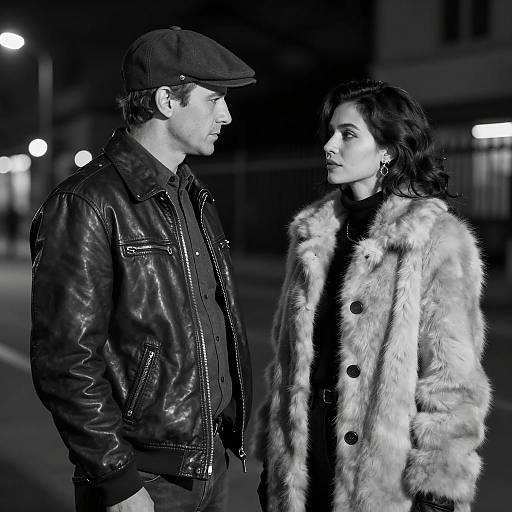 Nighttime Encounter in Black and White