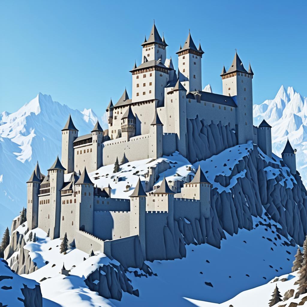 Knight's Castle with Majestic Mountains