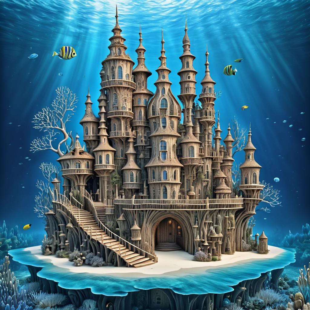 Surreal Underwater Driftwood Castle