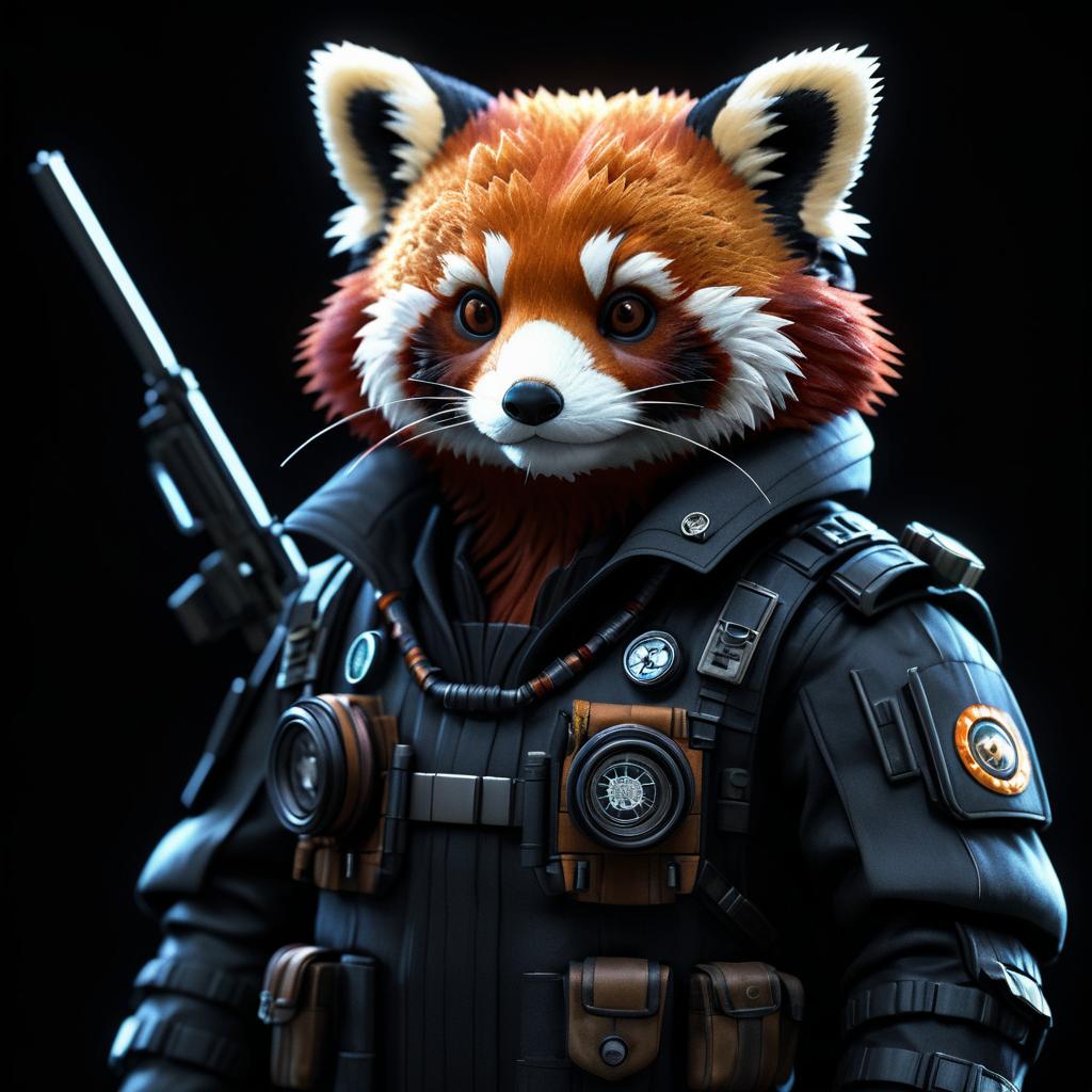 Red Panda Detective in Futuristic Dystopia