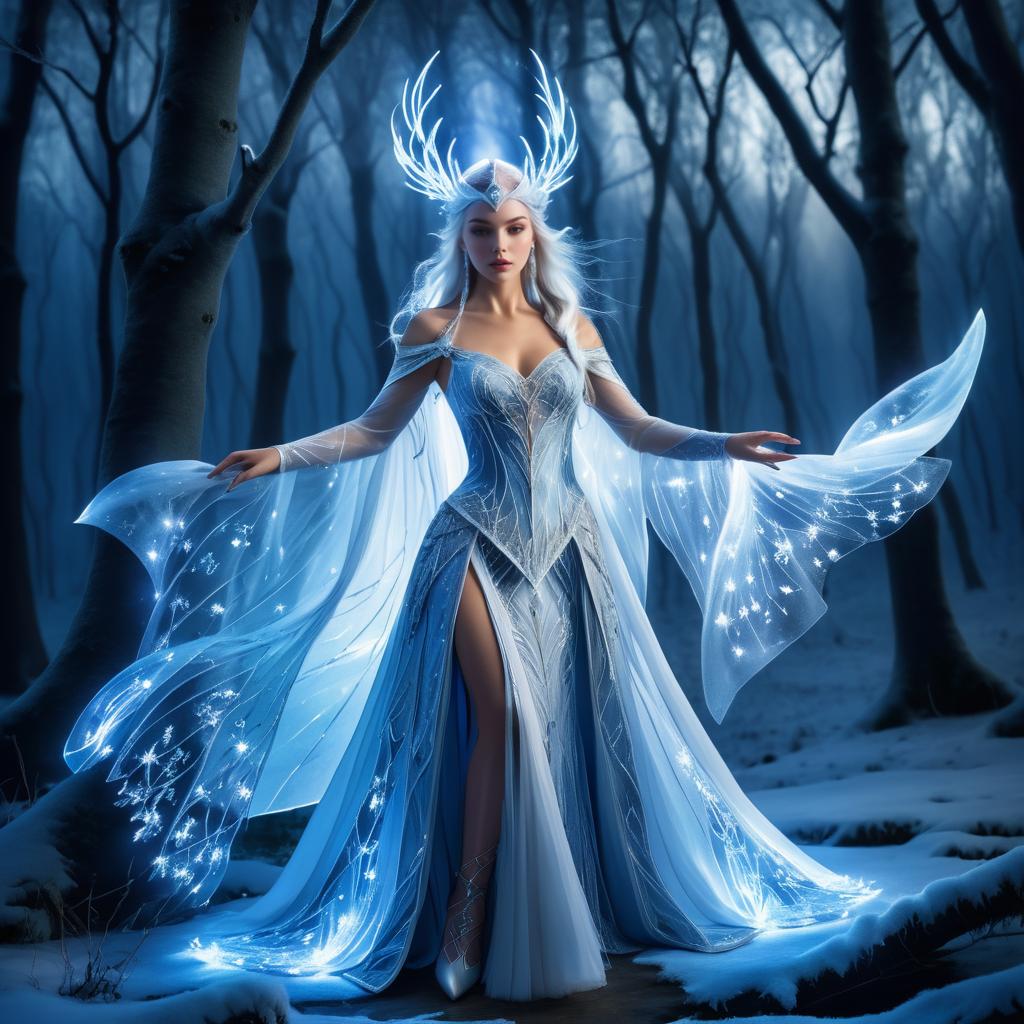 Enchanted Elven Sorceress in Moonlit Glade