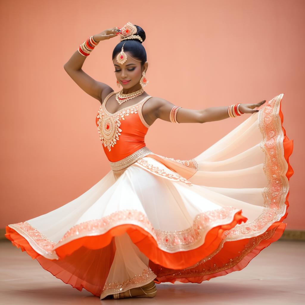 Elegant Dancer in Coral and Ivory