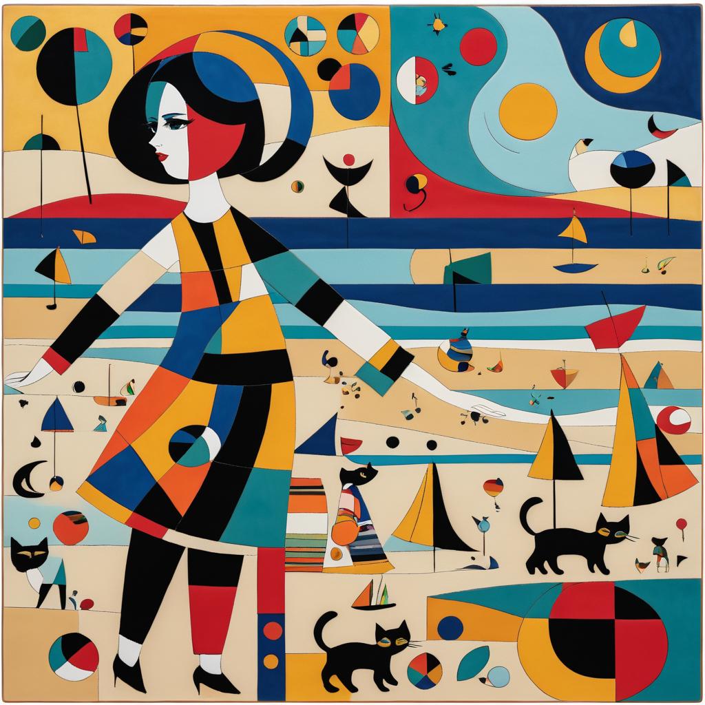 Miró-Inspired Beach Scene with Dance