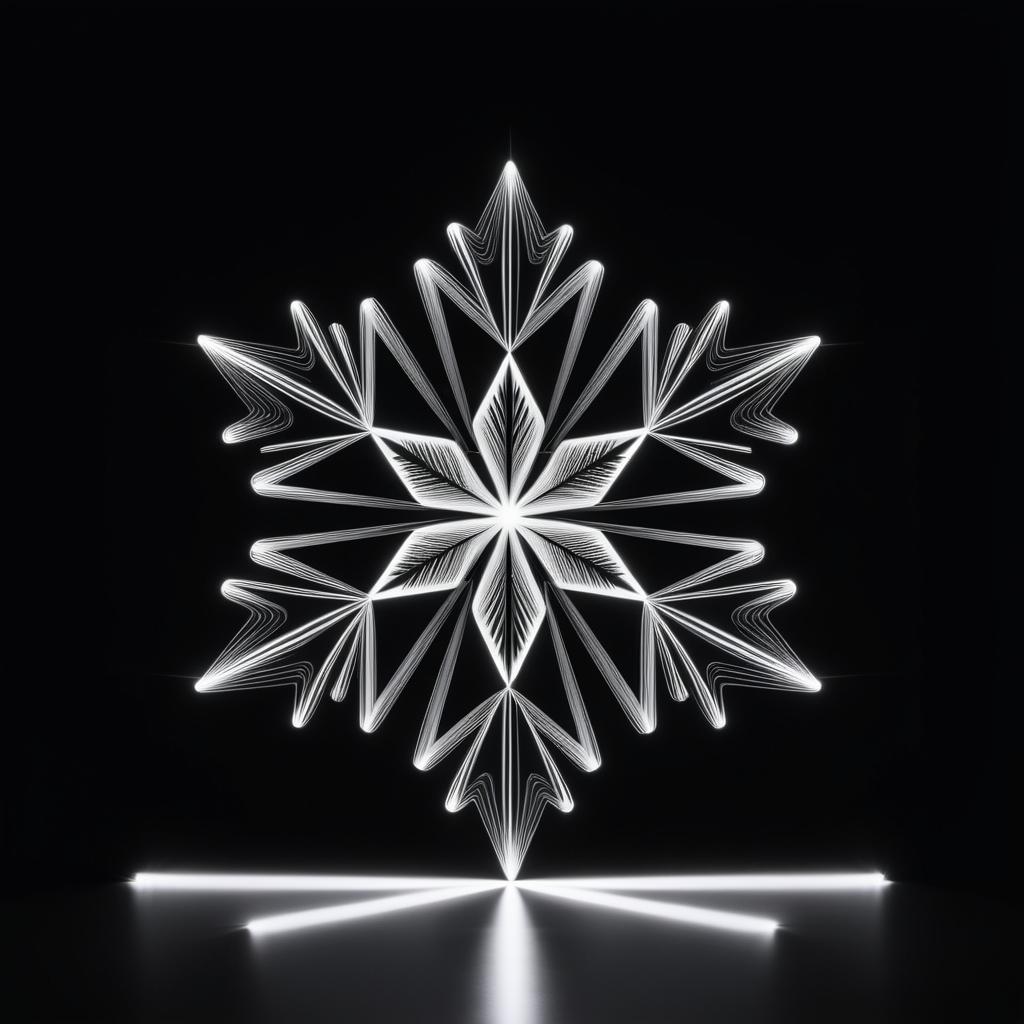 Elegant Snowflake Light Art on Black