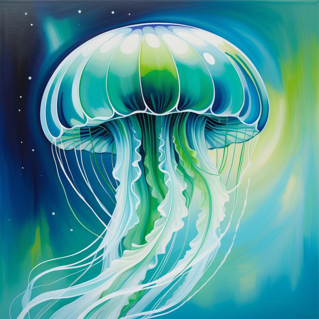 Surreal Crystal Jellyfish in Futuristic Colors