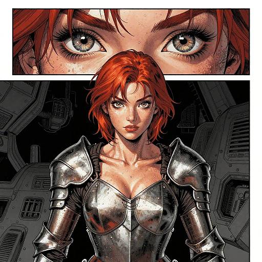 Sultry Redhead in Sci-Fi Plate Armor