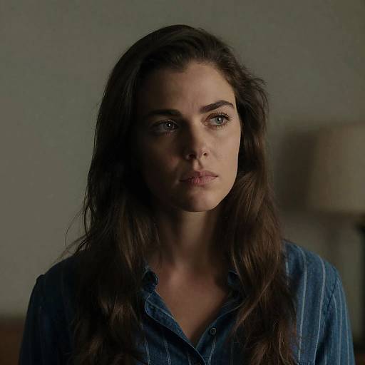 Serious Woman in Dim Lighting Portrait