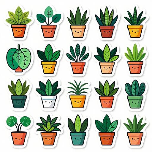 Kawaii Minimalist House Plant Stickers