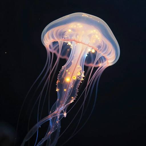 Bioluminescent Jellyfish in Dark Void