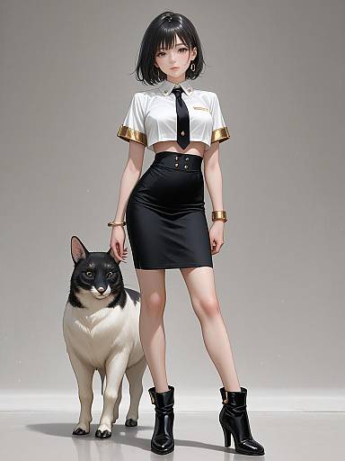 Chic Full-Body Woman in Pencil Skirt