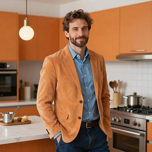 Stylish Chef in a Vibrant Kitchen