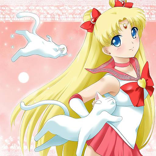 Illustration of Artemis (sailor moon), bishoujo senshi sailor moon in the style of Bunji