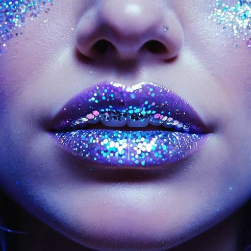 Glamorous Holographic Lips Close-Up Glamorous Holographic Lips Close-Up