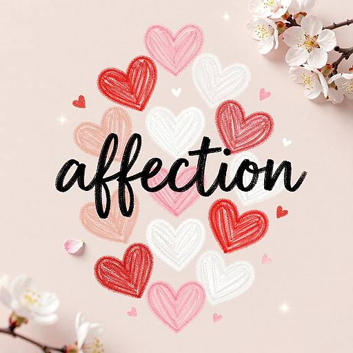 Affection with Pastel Chalk Hearts and Blossoms