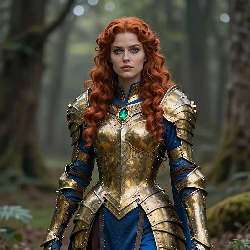 Female Fantasy Warrior in Golden Armor