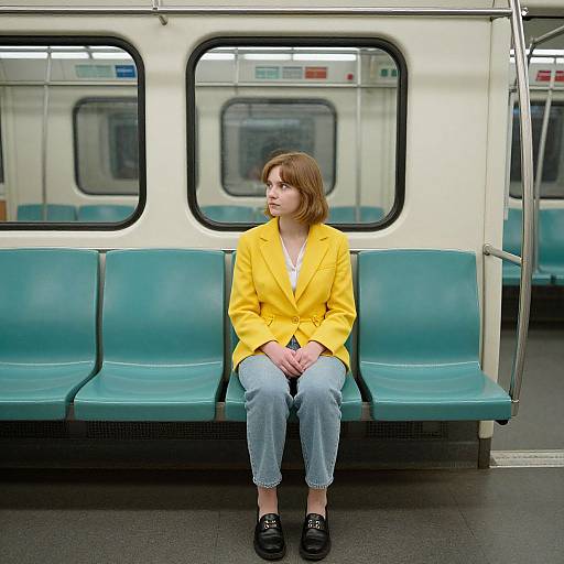 Wes Anderson Style Woman in Metro