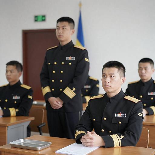 Serious Military Officers in Formal Setting