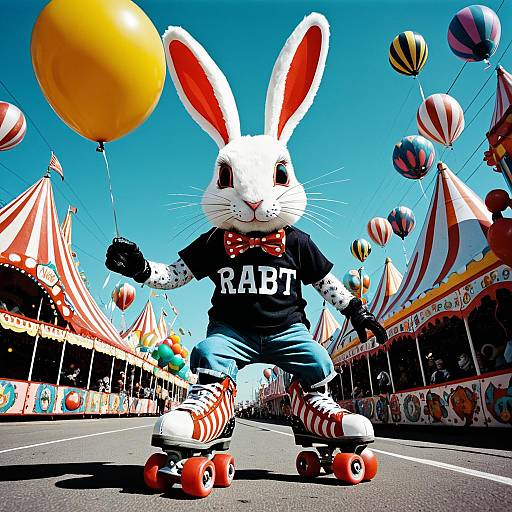 Funky Rabbit on Roller Skates at Carnival