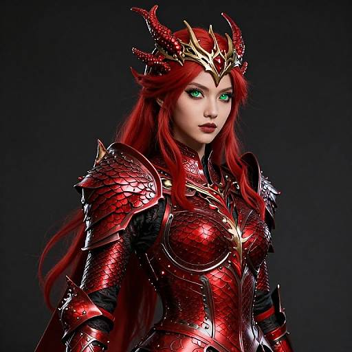 Regal Red Dragon Queen Portrait
