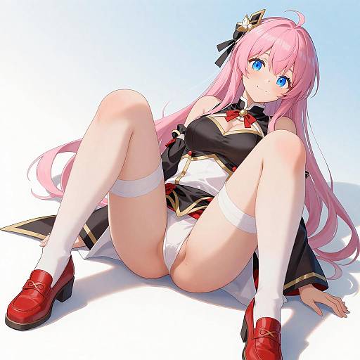 Pink-Haired Anime Girl Lying Pose
