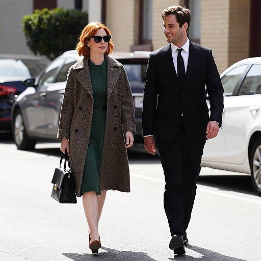 Sunny Stroll: Couple on City Street