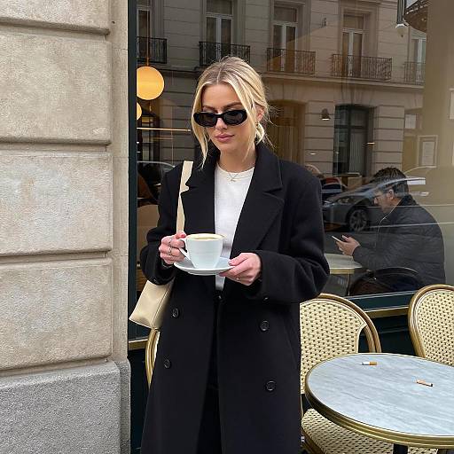 Blonde Woman at Outdoor Café Scene