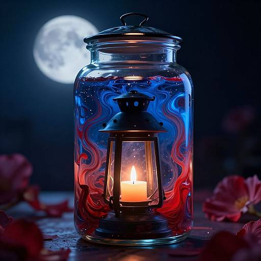 Intricate Sci-Fi Life in Glass Jar