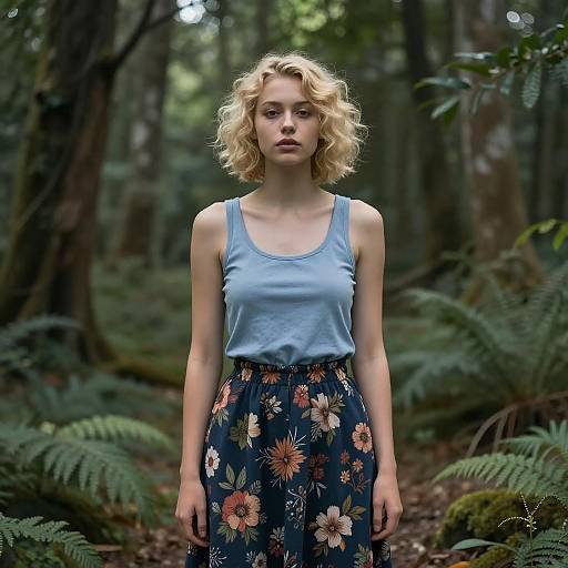 Enchanting Young Woman in Mystic Forest