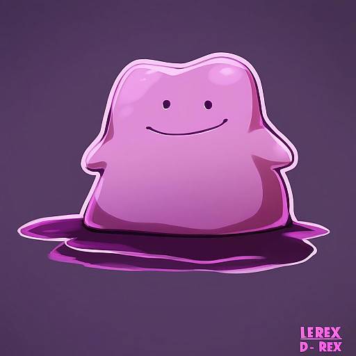 Illustration of Ditto, pokemon in the style of D-rex