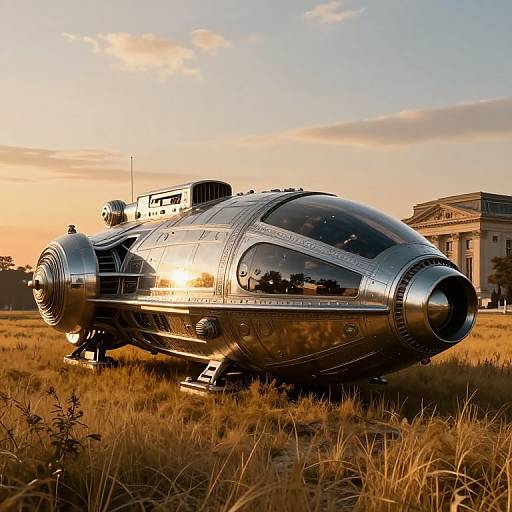 Futuristic Spaceship in Historic Paris