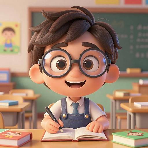 3D Cartoon Elementary School Teacher in Classroom