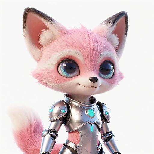 Adorable Fennec Fox Alien in Silver Armor
