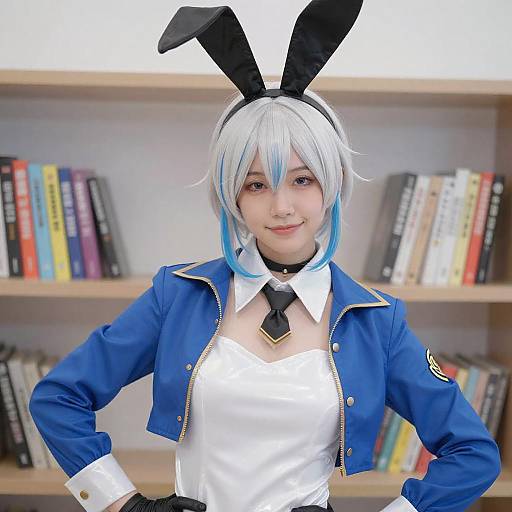 Asian Woman Cosplaying White-Haired Anime